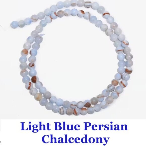Light Blue Persian Chalcedony  15" Strand - Picture 1 of 2
